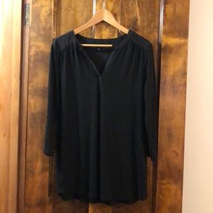 Black mixed material blouse